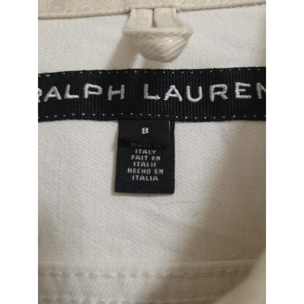 Ralph Lauren Womens Cropped Denim Jacket Cream Ivory Button Front Chic Minimal 8 - Picture 6 of 11